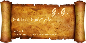 Gubics Győző névjegykártya